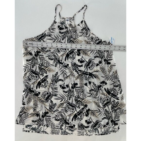 NWT Old Navy Hawaiian Blouse White Sleeveless Racerback Top Sz Small Lightweight - Picture 9 of 9